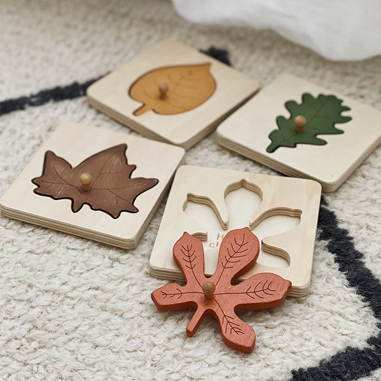 Natural Wooden Leaf Shape Sorting Puzzle - Halri