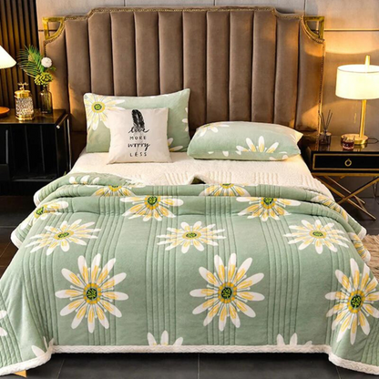Plush Reversible Fleece Blanket with Soft Fake Fur - Halri