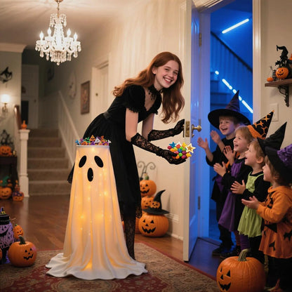 Spooky LED Candy Dish with Ghost Decoration