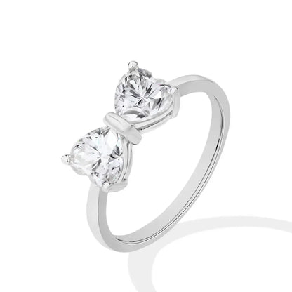 Delicate Sterling Silver Bow Engagement Ring