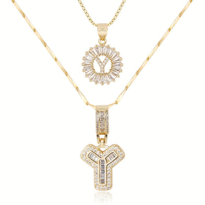 Personalized 14k Gold Initial Diamond Pendants