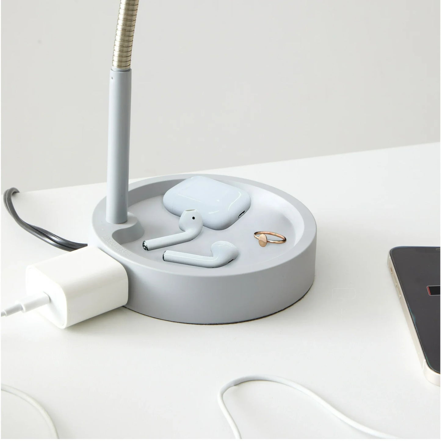 Versatile LED Office Lamp with USB and Outlet