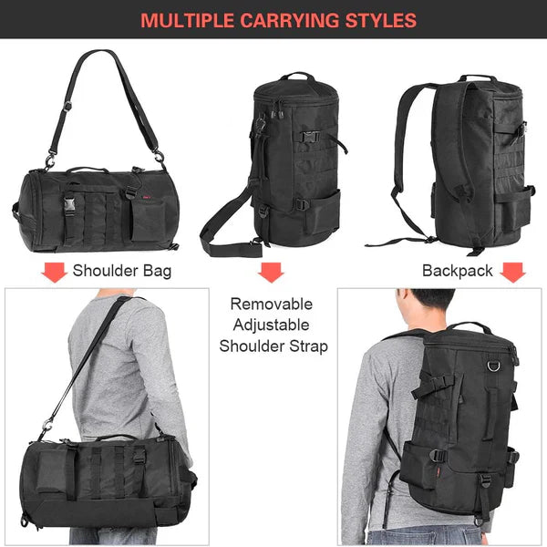 Compact Fishing Gear Bag with Rod Storage