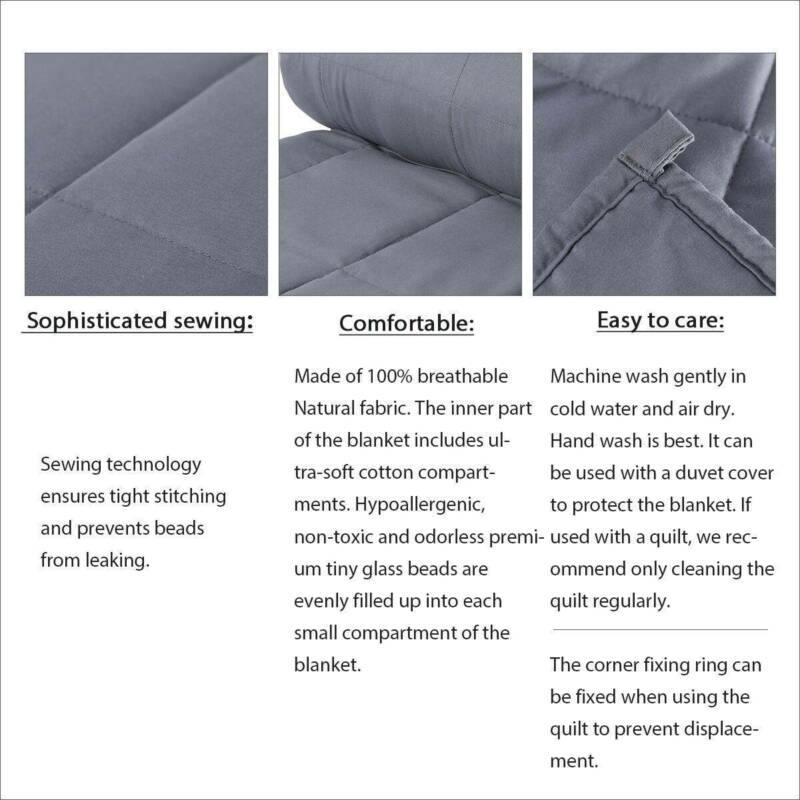 15 lbs Breathable Weighted Blanket 48 x 72" Reduce Stress Promote Sleep - Until Times Up