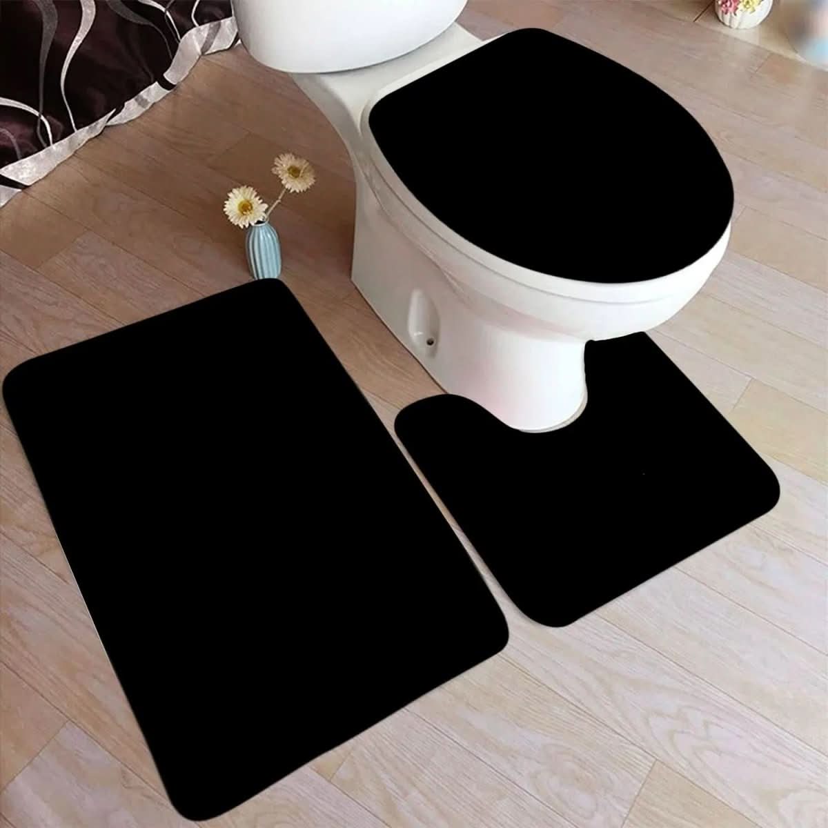 3-Piece Non-Slip Bath Mat Set with Soft Flannel Surface – Comfortable Bathroom Mats for Safety and Style 1