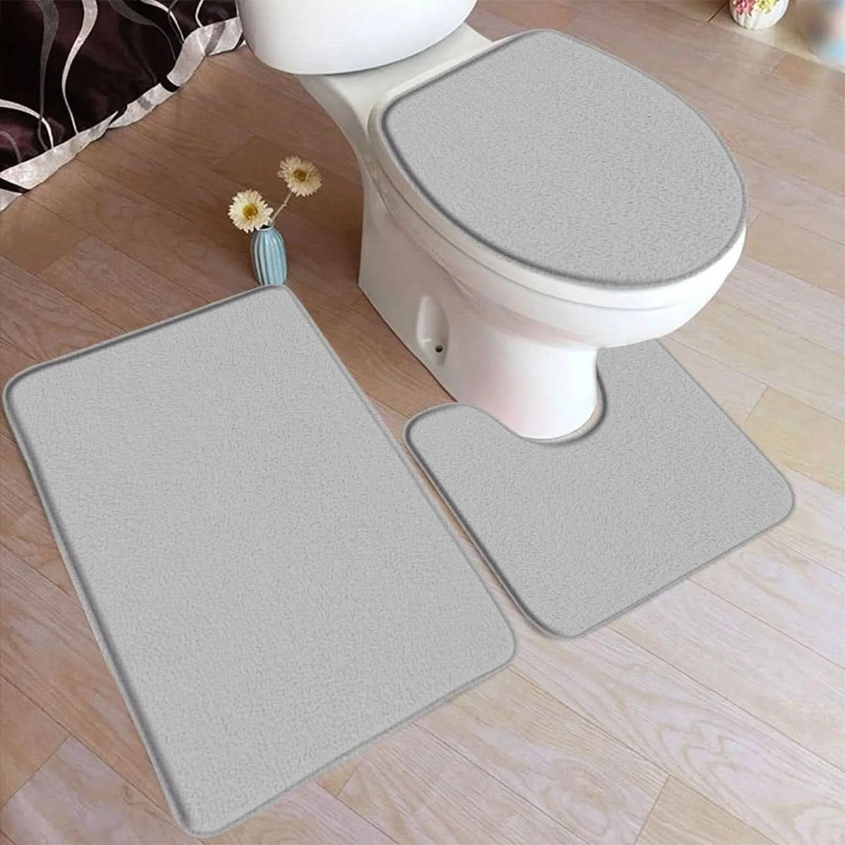 3-Piece Non-Slip Bath Mat Set with Soft Flannel Surface – Comfortable Bathroom Mats for Safety and Style 3