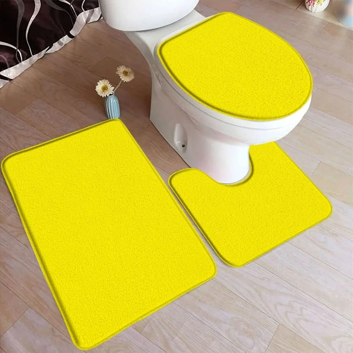 3-Piece Non-Slip Bath Mat Set with Soft Flannel Surface – Comfortable Bathroom Mats for Safety and Style 4