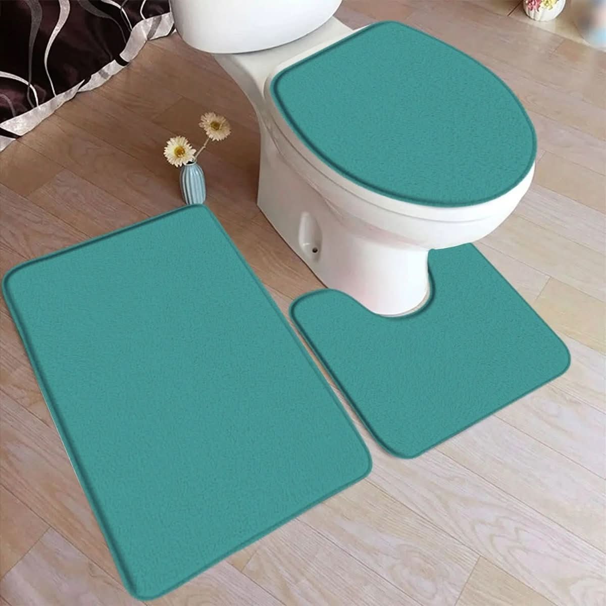 3-Piece Non-Slip Bath Mat Set with Soft Flannel Surface – Comfortable Bathroom Mats for Safety and Style 7