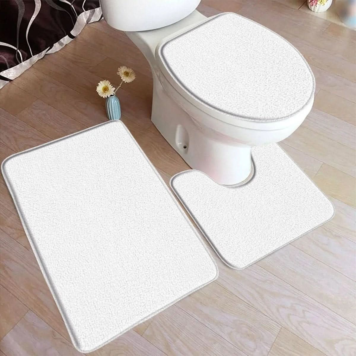 3-Piece Non-Slip Bath Mat Set with Soft Flannel Surface – Comfortable Bathroom Mats for Safety and Style 8