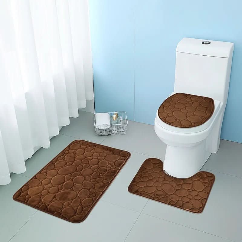 Plush 3-Piece Bathroom Rug Set - Gentle Microfiber Mats - Halri