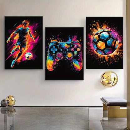 Vibrant Football Wall Decor Art Poster Set