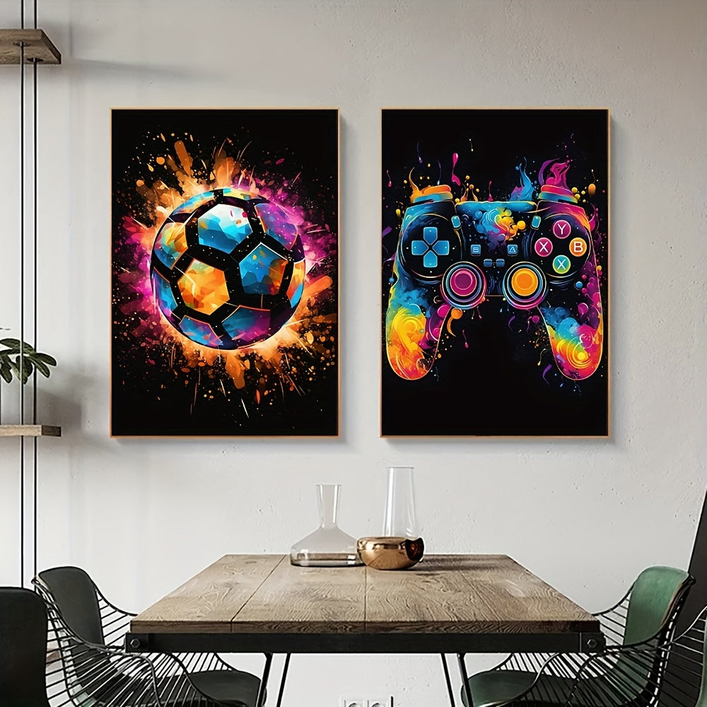 Vibrant Football Wall Decor Art Poster Set - Halri