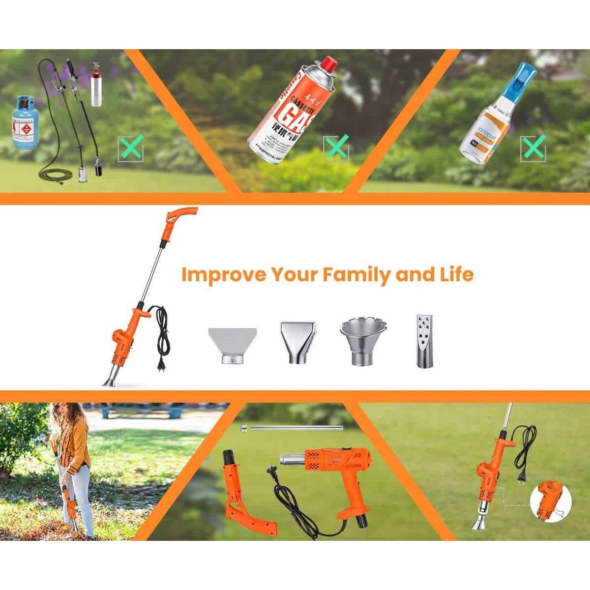 3-in-1 Electric Weed Burner Killer with Adjustable Temperature – Powerful Garden Weed Removal Tool for Efficient, Eco-Friendly Weed Control