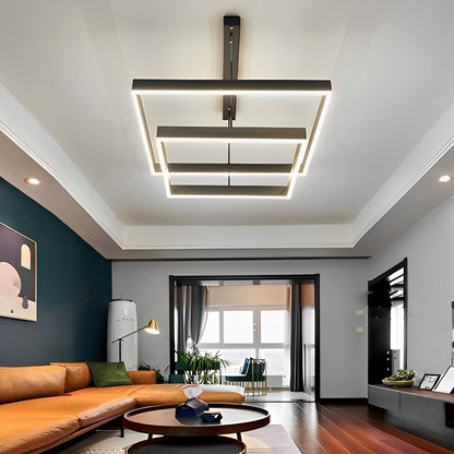 Contemporary Dimmable LED Black Ceiling Chandelier with Remote