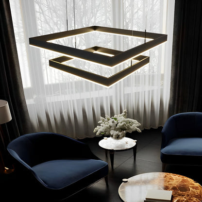 Contemporary Dimmable LED Black Ceiling Chandelier with Remote