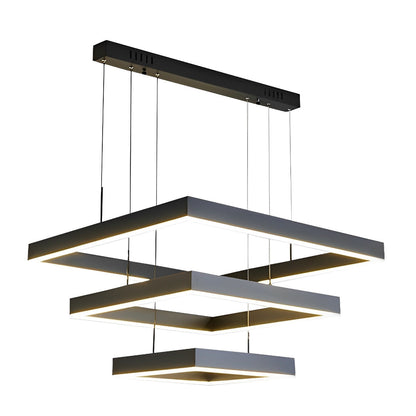 Contemporary Dimmable LED Black Ceiling Chandelier with Remote