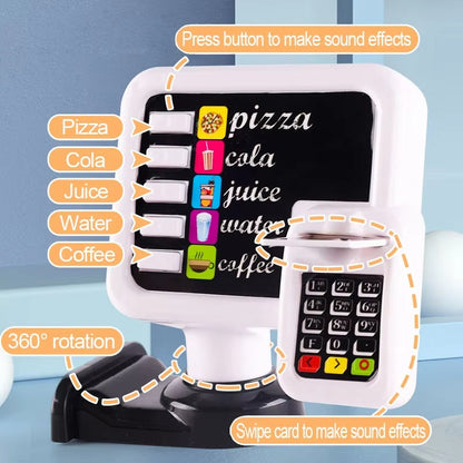 30-Piece Pretend Coffee Shop Playset with Pizza, Cash Register, STEM Toy for Toddlers 3+