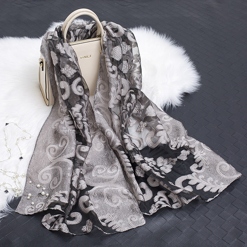 Elegant Lightweight Scarf with Floral Pattern