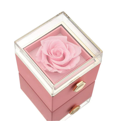 Eternal Rose Jewelry Box with Secret Necklace Inside