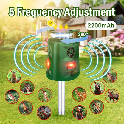 Outdoor Solar Powered Animal Deterrent with LED Light - Halri