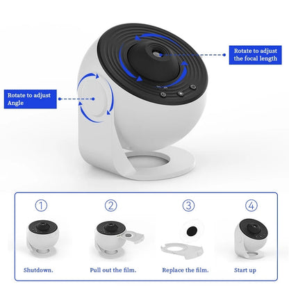 360° Planetarium Projector, Soothing Star Light for Relaxation, Discover 12 Galaxy Films in Stunning Detail