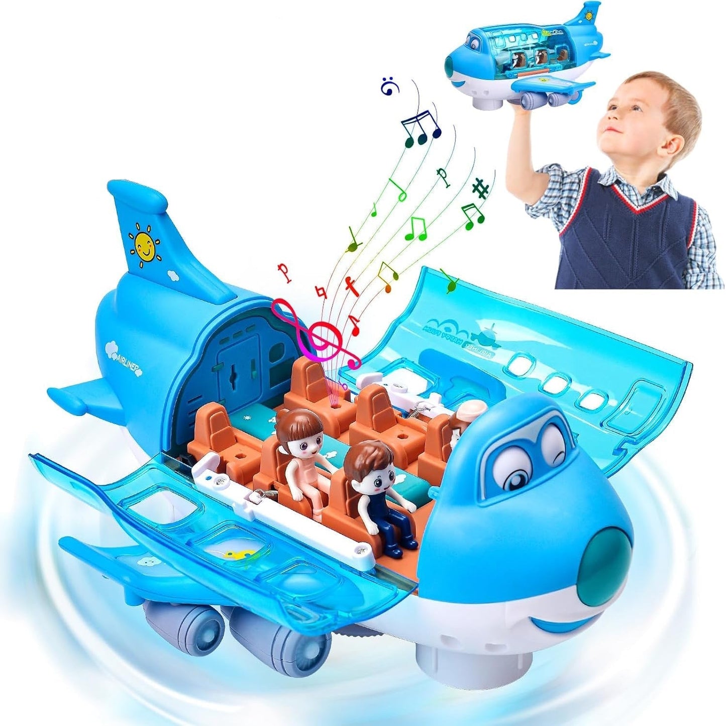 Fun Remote Control Plane Toy with Music and Flashing Lights - Halri