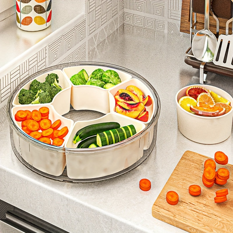 360° Rotating Snack Bowl with Divided Compartments – BPA-Free Plastic Snack Organizer for Easy Serving 4