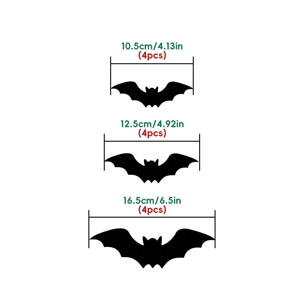 36 PCS LED-Powered 3D Bat Lights for Halloween Wall Decor – Safe Material, Button Battery Operated, Easy to Install & Remove