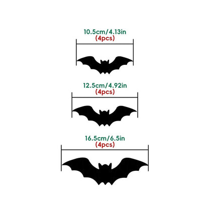 36 PCS LED-Powered 3D Bat Lights for Halloween Wall Decor – Safe Material, Button Battery Operated, Easy to Install & Remove