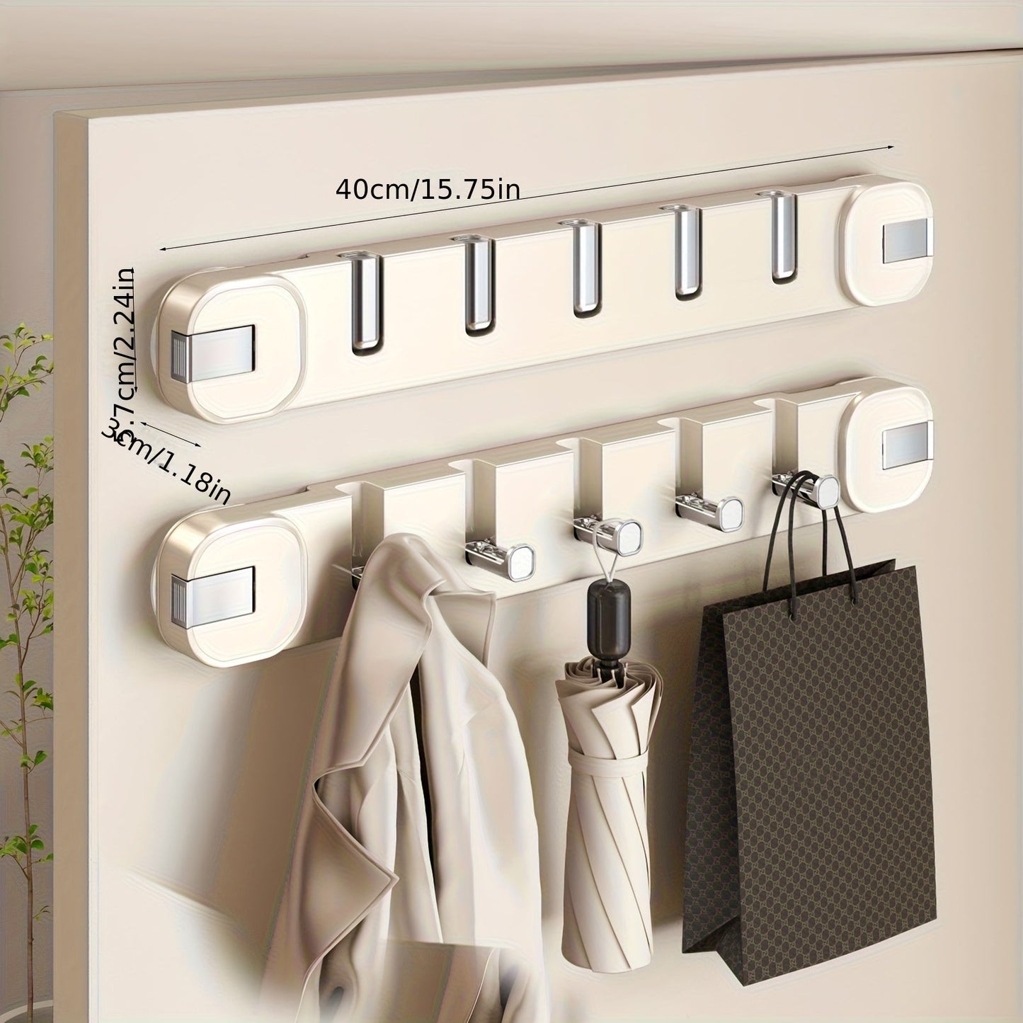 Easy Install Wall Hook Panel with 5 Hooks - Halri
