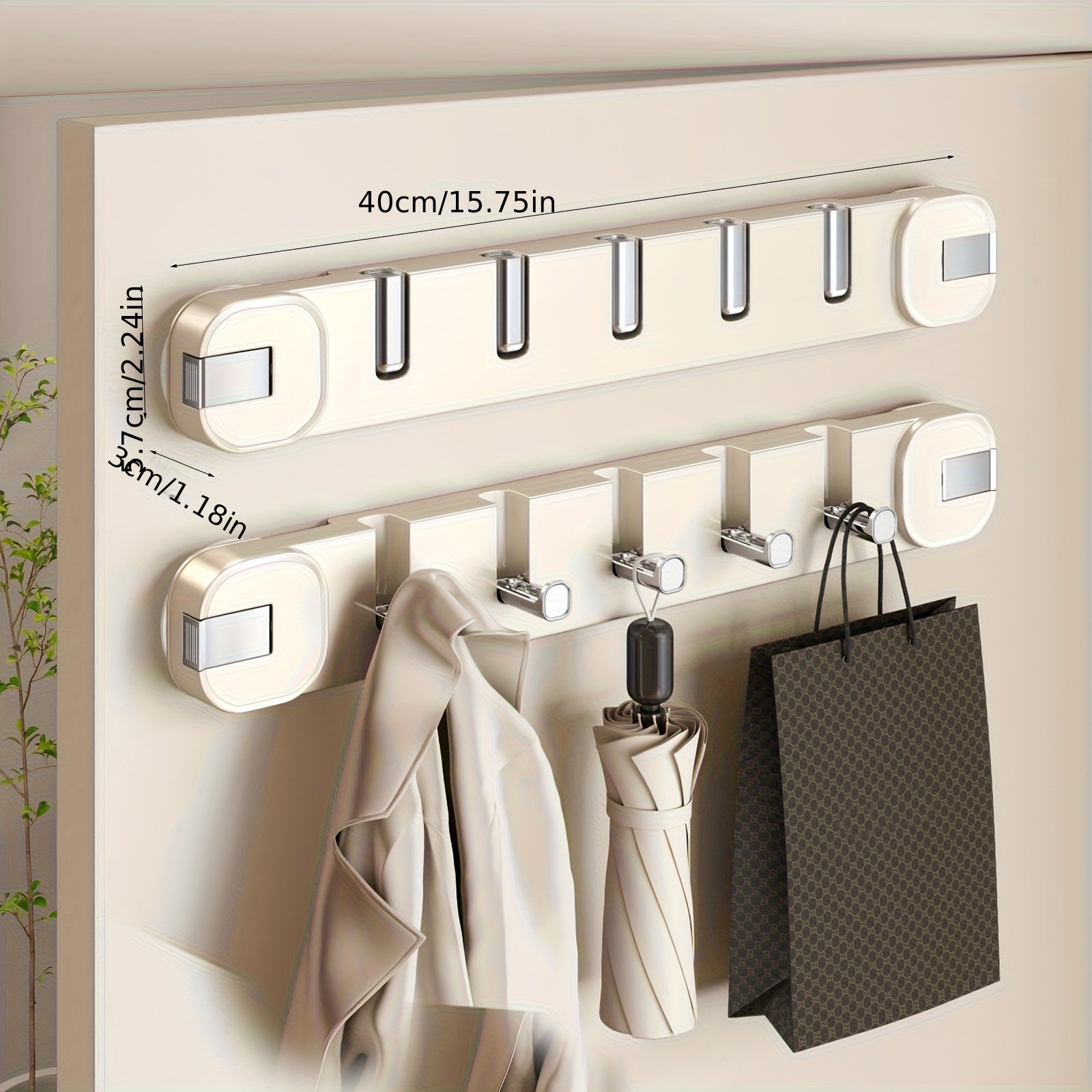 Easy Install Wall Hook Panel with 5 Hooks - Halri