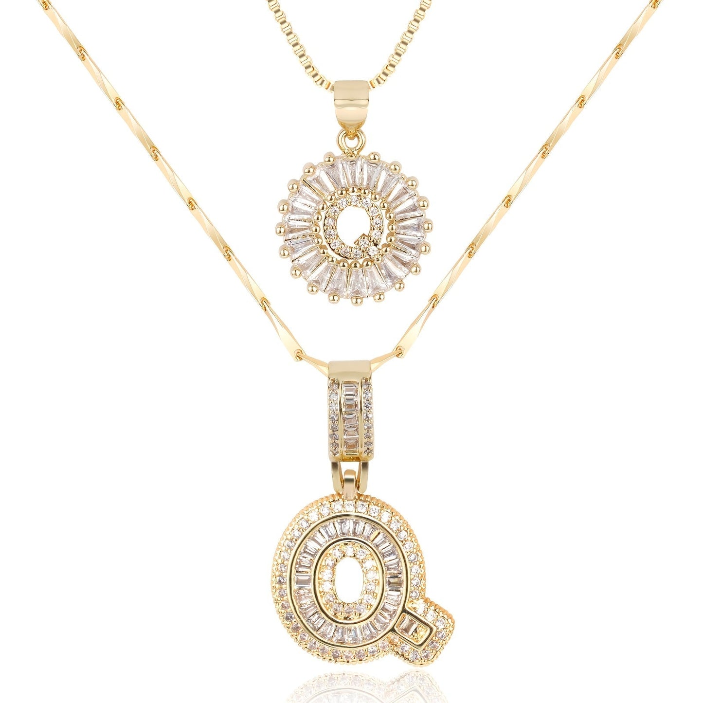 Personalized 14k Gold Initial Diamond Pendants