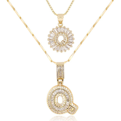 Personalized 14k Gold Initial Diamond Pendants