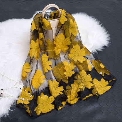 Elegant Lightweight Scarf with Floral Pattern