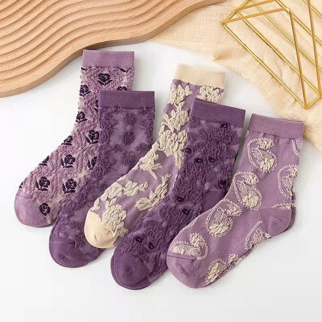 Classic Floral Pattern Ankle Socks 5 Pack