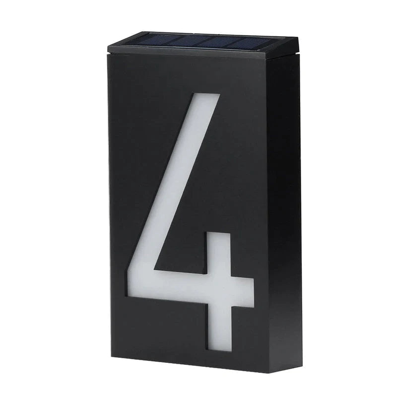 Solar Powered Outdoor House Number Sign