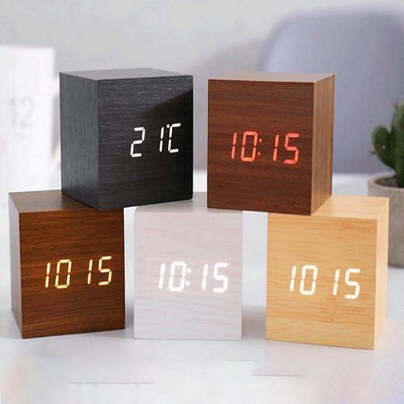 Smart Wooden LED Digital Alarm Clock with Sound Control - Halri