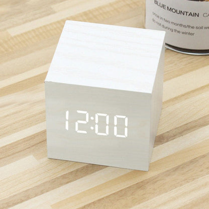 Smart Wooden LED Digital Alarm Clock with Sound Control