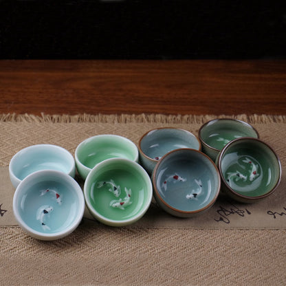 Delicate Chinese Tea Set Zodiac Fish Tea Cup - Halri