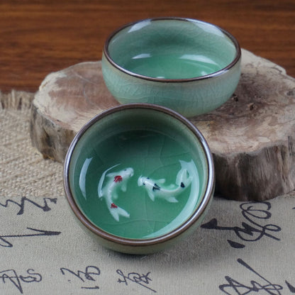 Delicate Chinese Tea Set Zodiac Fish Tea Cup