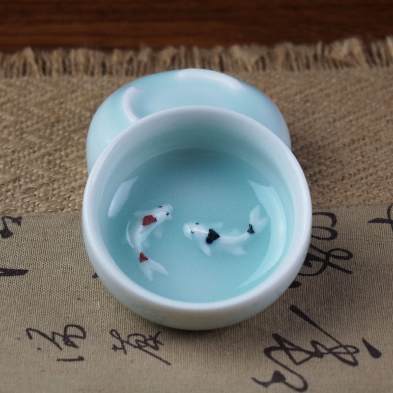 Delicate Chinese Tea Set Zodiac Fish Tea Cup