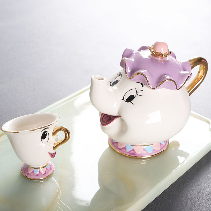 Enchanted Beauty Teapot Gold Ceramic Tea Set - Halri