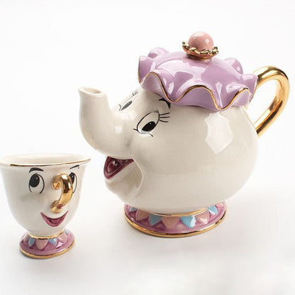 Enchanted Beauty Teapot Gold Ceramic Tea Set