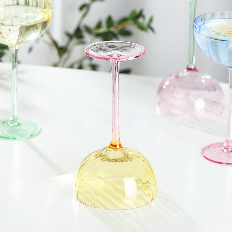 Swirly Patterned Ice Cream Cup, Fun Fall Cocktail Glass, Multicolor Striped Wine Glass - Halri