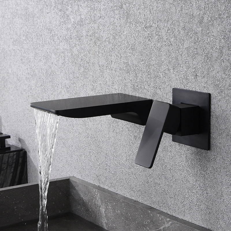 Modern Copper Waterfall Faucet Black Sink Mixer Tap - Halri