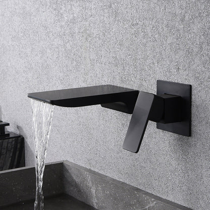 Modern Copper Waterfall Faucet Black Sink Mixer Tap - Halri