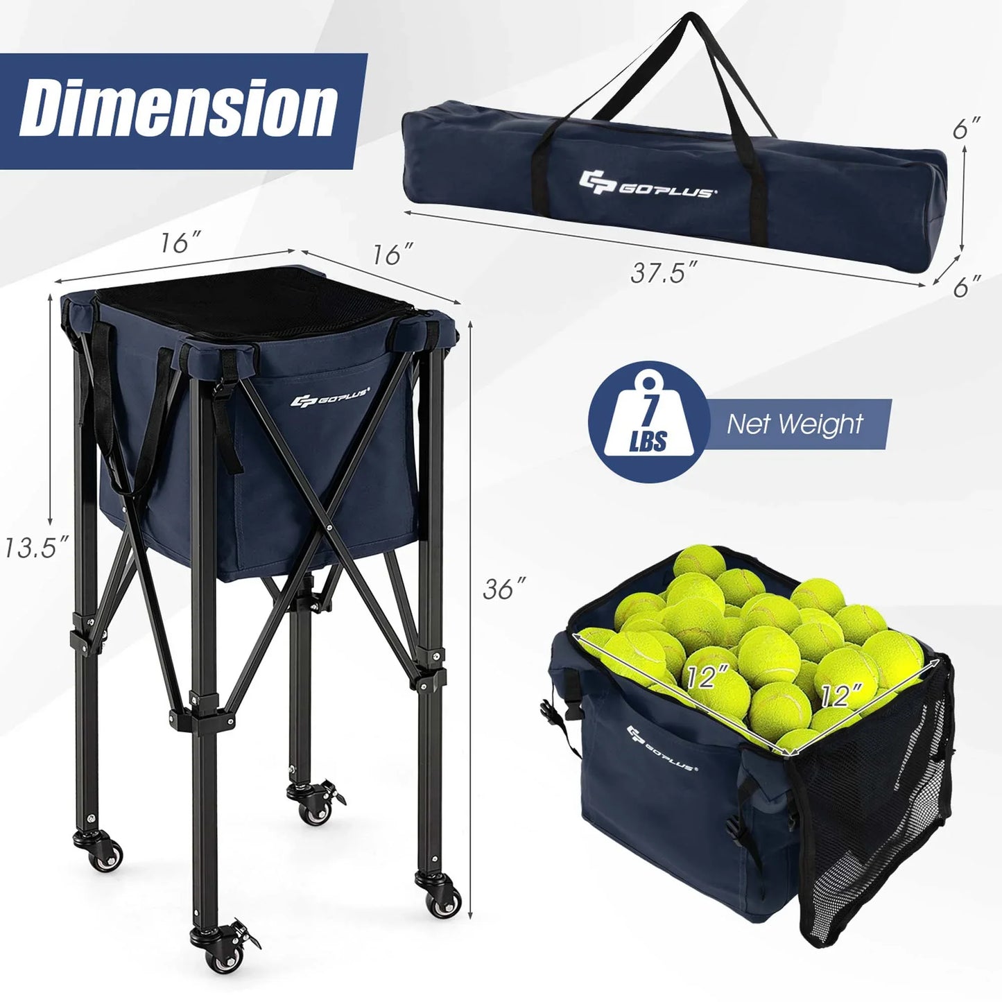 Collapsible Tennis Ball Collector Cart