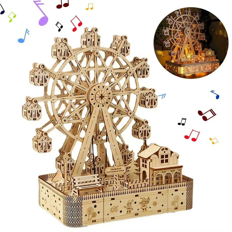 Colorful Wooden Musical Puzzle Box with LED Lights - Halri