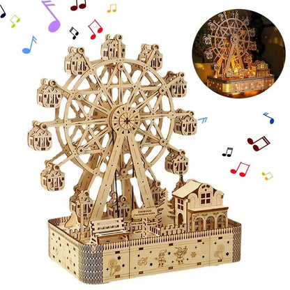 Colorful Wooden Musical Puzzle Box with LED Lights - Halri