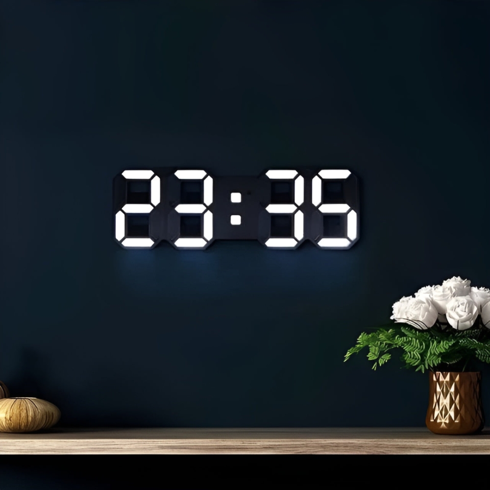 Contemporary 3D LED Wall Clock with Nightlight Function
